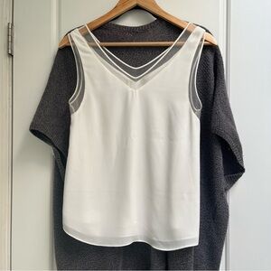 Aritzia Babaton white mesh tank top